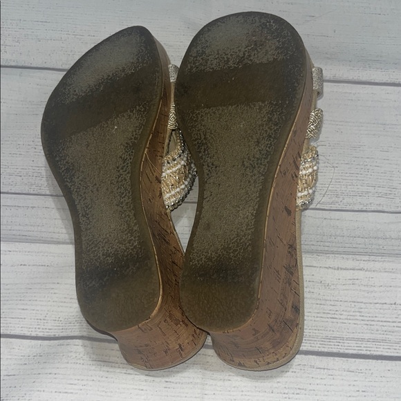 Pop Gold Metallic Braided & Beaded Wedges - Picture 6 of 6
